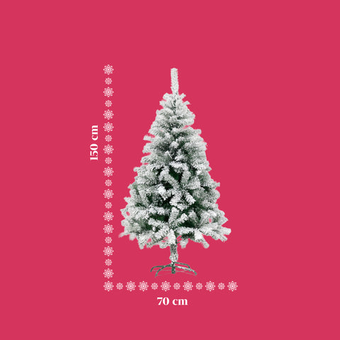 Albero Natalizio Innevato con Rami Folti e Base in Metallo– 150/180/210 cm