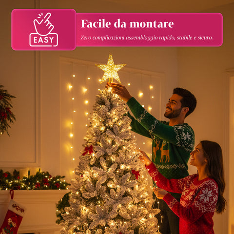 Albero Natalizio Innevato con Rami Folti e Base in Metallo– 150/180/210 cm