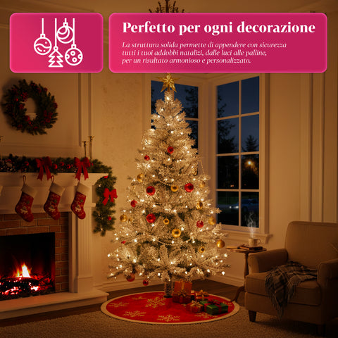 Albero Natalizio Innevato con Rami Folti e Base in Metallo– 150/180/210 cm