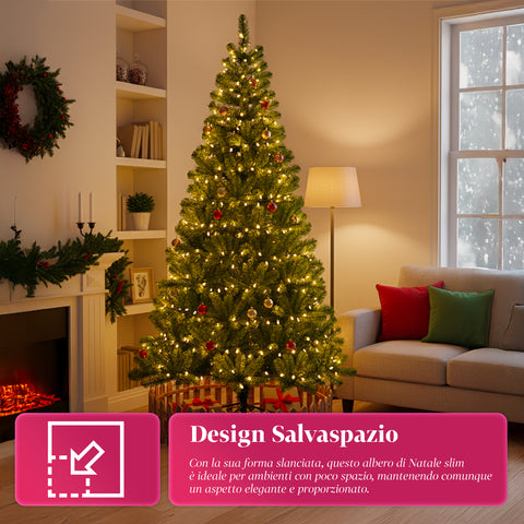 Albero di Natale Realistico Verde 210 cm e 631 Rami – Stile Tradizionale