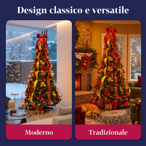 Albero di Natale 150 cm con Luci Calde – Richiudibile con Sistema Pop-up