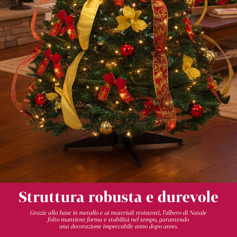 Albero di Natale 150 cm con Luci Calde – Richiudibile con Sistema Pop-up