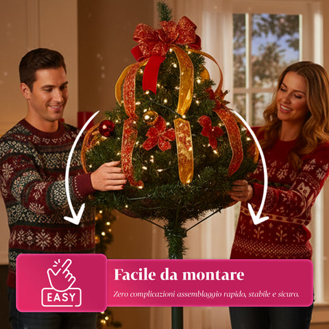 Albero di Natale 150 cm con Luci Calde – Richiudibile con Sistema Pop-up