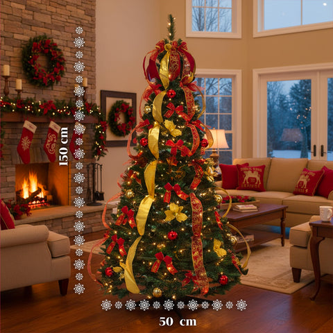 Albero di Natale 150 cm con Luci Calde – Richiudibile con Sistema Pop-up