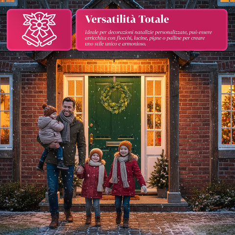 Ghirlanda Natalizia Verde Ø40 cm – Struttura Densa con Finitura Naturale