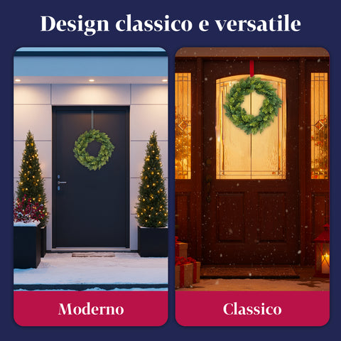 Ghirlanda Natalizia Verde Ø40 cm – Struttura Densa con Finitura Naturale