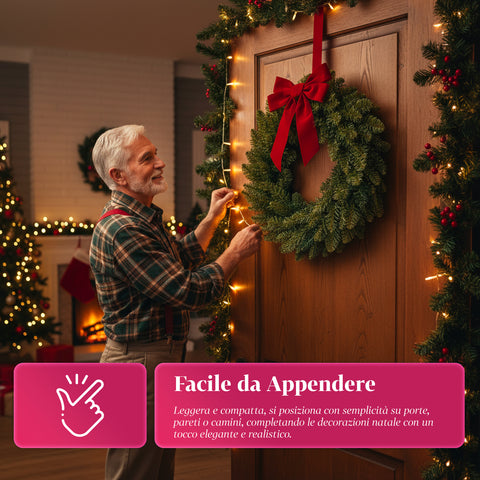 Ghirlanda Natalizia Verde Ø40 cm – Struttura Densa con Finitura Naturale