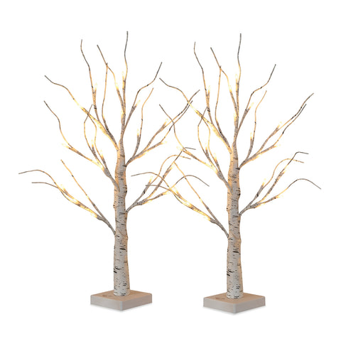 Set 2 Alberelli Decorativi Luci LED – Rami Effetto Betulla e Design Realistico