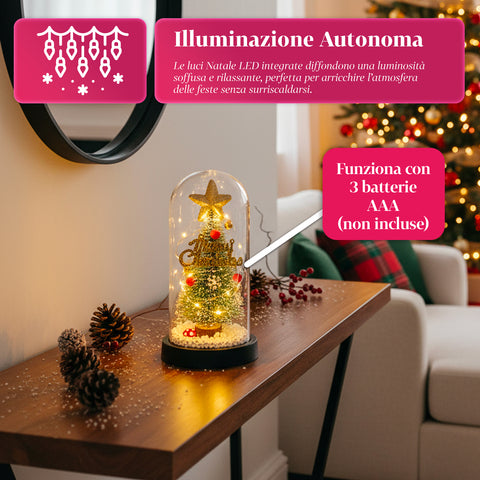 Albero di Natale Sotto Campana con Luci LED – Eleganza Natalizia Illuminata