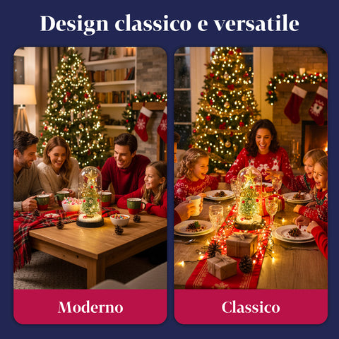 Albero di Natale Sotto Campana con Luci LED – Eleganza Natalizia Illuminata