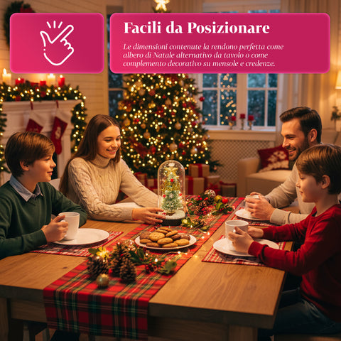 Albero di Natale Sotto Campana con Luci LED – Eleganza Natalizia Illuminata