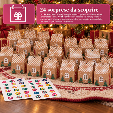 Calendari dell’Avvento – Versione Albero con Cassetti o Casette con Sticker