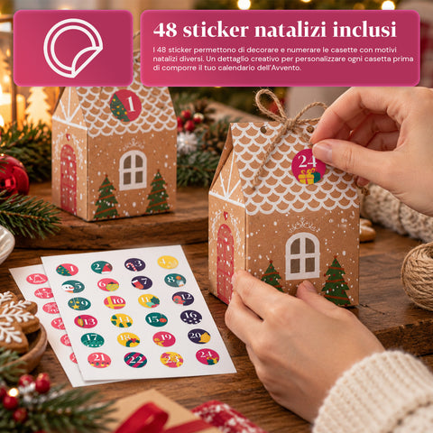 Calendari dell’Avvento – Versione Albero con Cassetti o Casette con Sticker