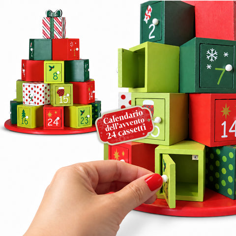 Calendari dell’Avvento – Versione Albero con Cassetti o Casette con Sticker