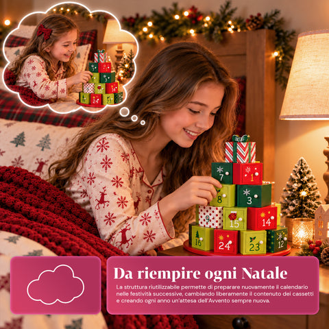 Calendari dell’Avvento – Versione Albero con Cassetti o Casette con Sticker