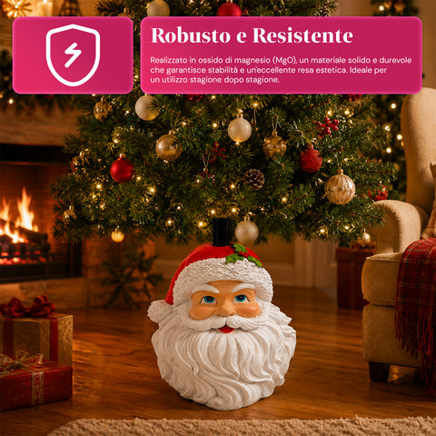 Base per albero di Natale decorativa, 10 soggetti, in ferro e magnesio, aggancio universale, alberi fino a 210 cm, 2 modelli con luci LED
