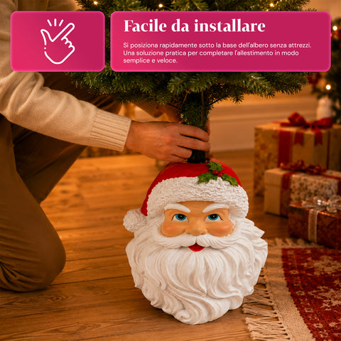 Base per albero di Natale decorativa, 10 soggetti, in ferro e magnesio, aggancio universale, alberi fino a 210 cm, 2 modelli con luci LED