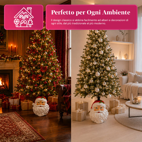 Base per albero di Natale decorativa, 10 soggetti, in ferro e magnesio, aggancio universale, alberi fino a 210 cm, 2 modelli con luci LED