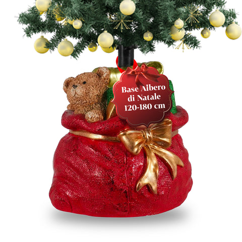 Base per albero di Natale decorativa, 10 soggetti, in ferro e magnesio, aggancio universale, alberi fino a 210 cm, 2 modelli con luci LED