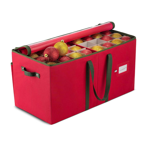 Organizer per 128 Palline di Natale in TNT e Cartone Rigido con Cerniera e Manici