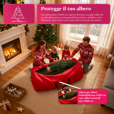 Borsa Contenitore Impermeabile per Albero di Natale – Pieghevole con Manici e Zip