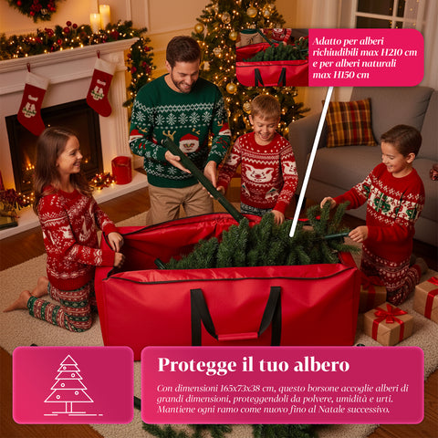 Borsa Contenitore per Albero di Natale con Ruote in Tessuto Impermeabile