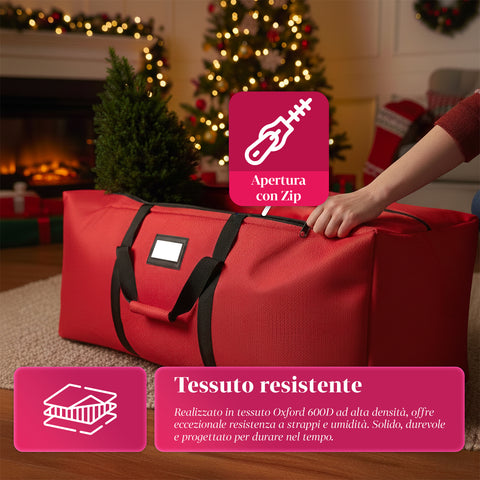 Borsa Contenitore per Albero di Natale con Ruote in Tessuto Impermeabile