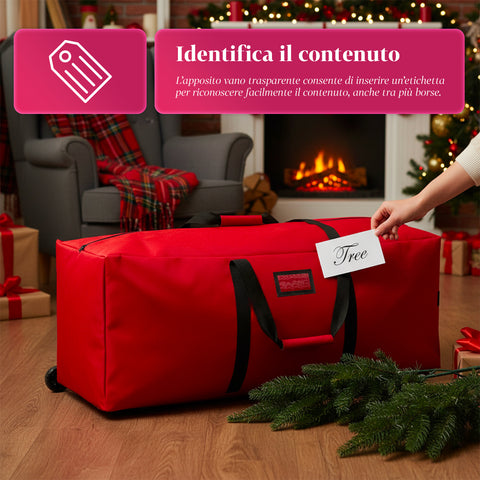 Borsa Contenitore per Albero di Natale con Ruote in Tessuto Impermeabile