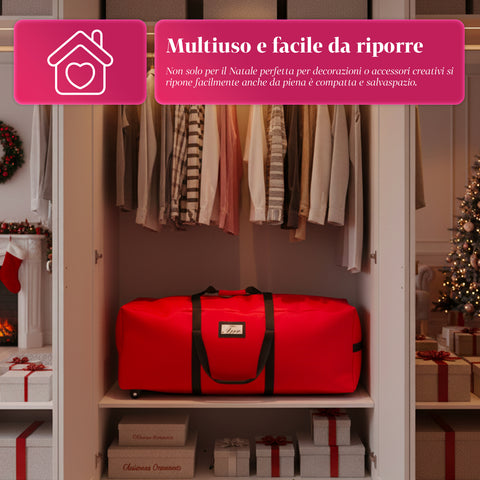 Borsa Contenitore per Albero di Natale con Ruote in Tessuto Impermeabile