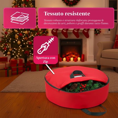 Borsa Contenitore per Ghirlanda Natalizia in Tessuto – Impermeabile e Resistente