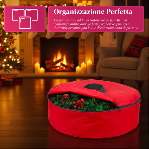 Borsa Contenitore per Ghirlanda Natalizia in Tessuto – Impermeabile e Resistente