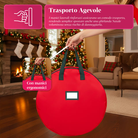 Borsa Contenitore per Ghirlanda Natalizia in Tessuto – Impermeabile e Resistente