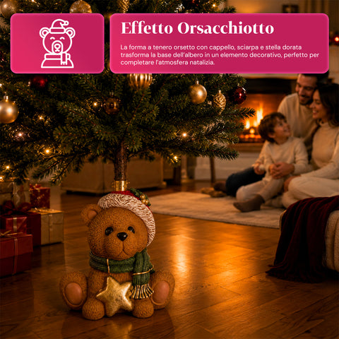 Base per albero di Natale decorativa, 10 soggetti, in ferro e magnesio, aggancio universale, alberi fino a 210 cm, 2 modelli con luci LED