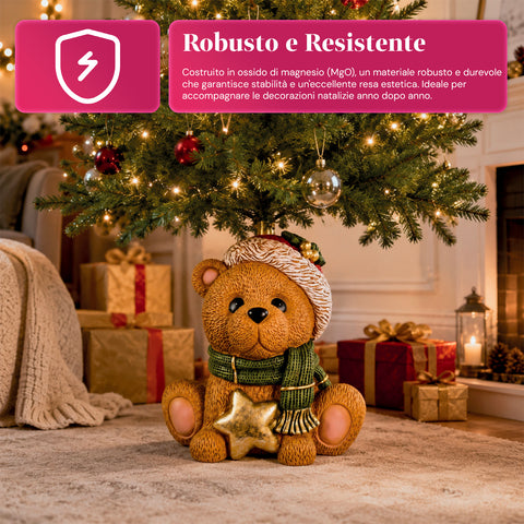 Base per albero di Natale decorativa, 10 soggetti, in ferro e magnesio, aggancio universale, alberi fino a 210 cm, 2 modelli con luci LED