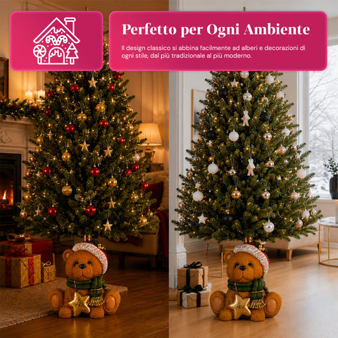 Base per albero di Natale decorativa, 10 soggetti, in ferro e magnesio, aggancio universale, alberi fino a 210 cm, 2 modelli con luci LED