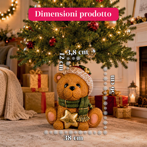 Base per albero di Natale decorativa, 10 soggetti, in ferro e magnesio, aggancio universale, alberi fino a 210 cm, 2 modelli con luci LED