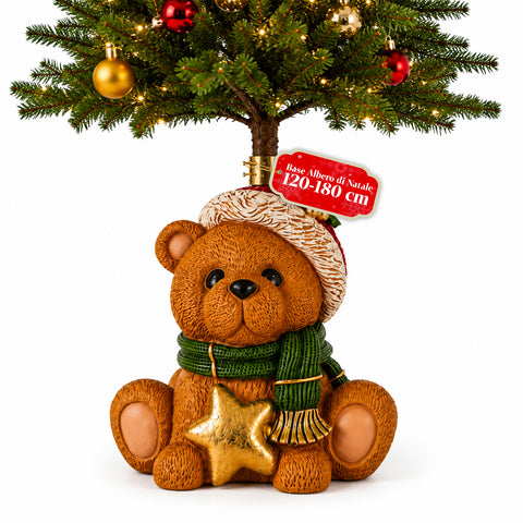 Base per albero di Natale decorativa, 10 soggetti, in ferro e magnesio, aggancio universale, alberi fino a 210 cm, 2 modelli con luci LED