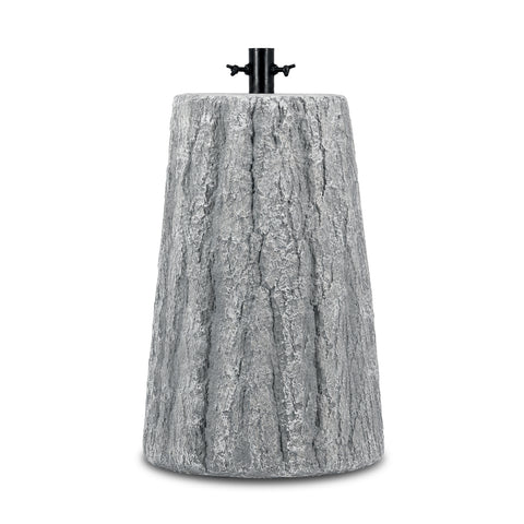 Base per albero di Natale a forma di tronco, effetto corteccia, 2 finiture, dimensioni 33,5x52,5 cm, per alberi fino a 240 cm, aggancio universale