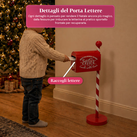 Cassetta Postale di Natale Rossa e Bianca H50 cm in Stile Americano