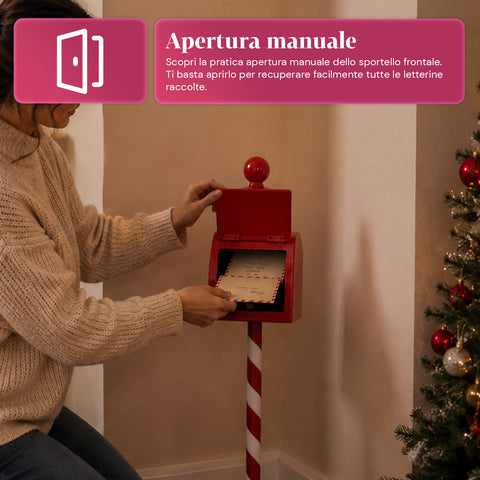 Cassetta Postale di Natale Rossa e Bianca H50 cm in Stile Americano
