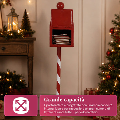 Cassetta Postale di Natale Rossa e Bianca H50 cm in Stile Americano