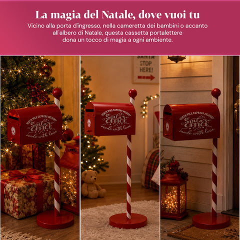 Cassetta Postale di Natale Rossa e Bianca H50 cm in Stile Americano