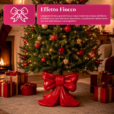 Base per albero di Natale decorativa, 10 soggetti, in ferro e magnesio, aggancio universale, alberi fino a 210 cm, 2 modelli con luci LED