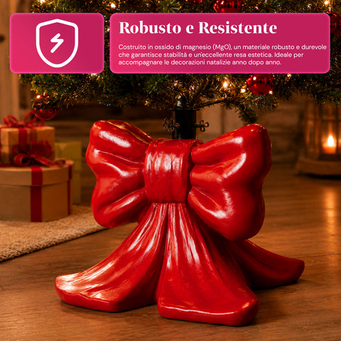 Base per albero di Natale decorativa, 10 soggetti, in ferro e magnesio, aggancio universale, alberi fino a 210 cm, 2 modelli con luci LED