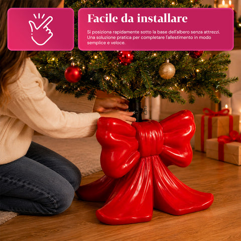 Base per albero di Natale decorativa, 10 soggetti, in ferro e magnesio, aggancio universale, alberi fino a 210 cm, 2 modelli con luci LED