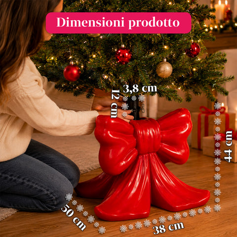 Base per albero di Natale decorativa, 10 soggetti, in ferro e magnesio, aggancio universale, alberi fino a 210 cm, 2 modelli con luci LED