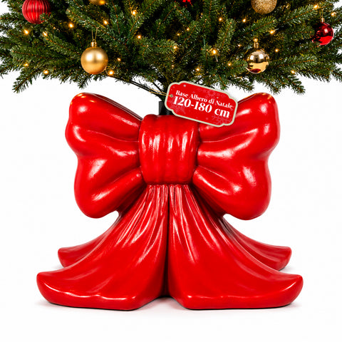 Base per albero di Natale decorativa, 10 soggetti, in ferro e magnesio, aggancio universale, alberi fino a 210 cm, 2 modelli con luci LED