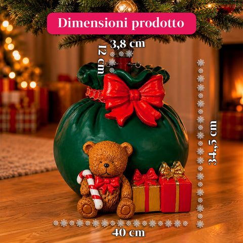 Base per albero di Natale decorativa, 10 soggetti, in ferro e magnesio, aggancio universale, alberi fino a 210 cm, 2 modelli con luci LED