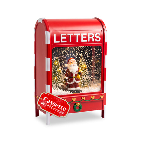 Cassetta Postale di Natale con Babbo Natale – LED, Musica e Effetto Neve