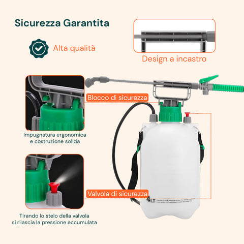 Vaporizzatore A Pressione Con Lancia E Tubo In Pvc 4000ml